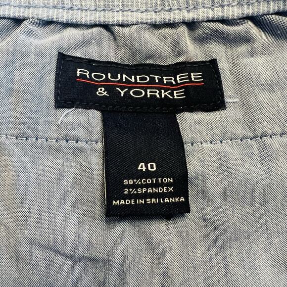 Roundtree & Yorke Shorts Men 40” Straight Stretch Striped Light Blue White - Picture 4 of 4